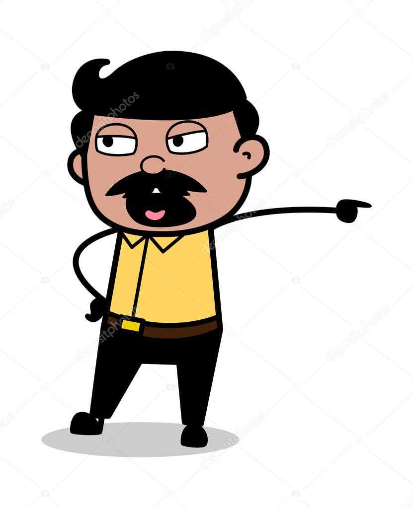 Get Out - Indian Cartoon Man Father Vector Illustration