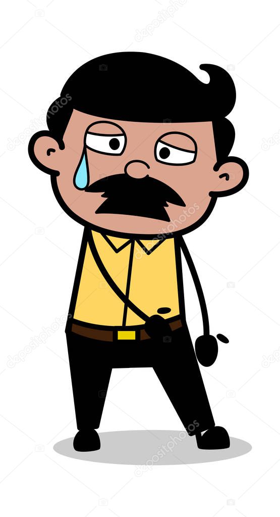 Aweary - Indian Cartoon Man Father Vector Illustration