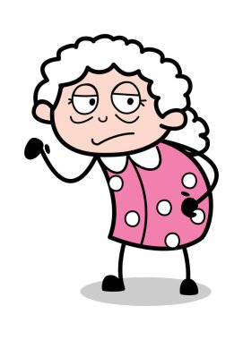 Yorgun-eski karikatür Granny vektör Illüstrasyon