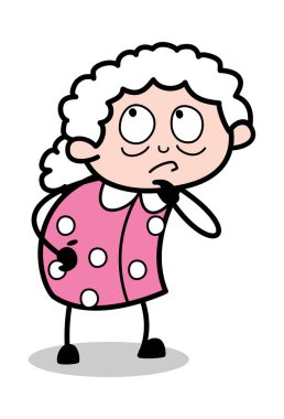 Düşünme-eski karikatür Granny vektör Illüstrasyon