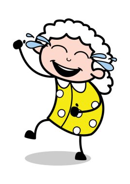 Joy Tears-eski karikatür Büyükanne vektör Illüstrasyon