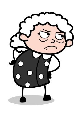Saldırganlık izlerken-eski karikatür Granny vektör Illüstrasyon