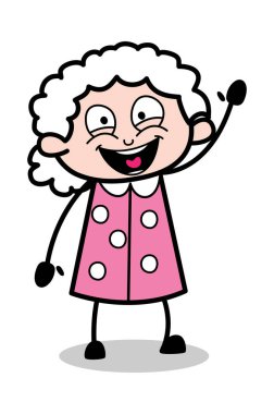 Mutlu Merhaba jest-eski karikatür Granny vektör Illustration