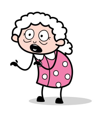Şok-eski karikatür Granny vektör Illüstrasyon