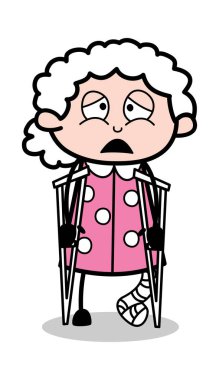 Kırık bacak-eski karikatür Büyükanne vektör Illüstrasyon