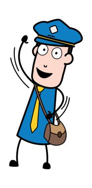 Merhaba jest-postacı karikatür kurye adam vektör Illustration