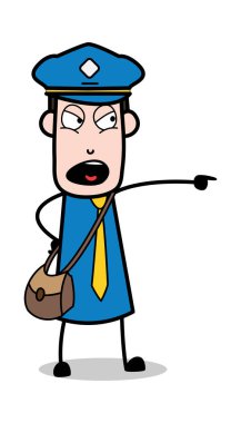 Çığlık ve Işaret-postacı karikatür kurye adam vector Illus