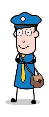 Sürpriz ile izlerken-postacı karikatür kurye adam vector Illu