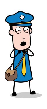 Endişeli-postacı karikatür kurye adam vektör Illustration