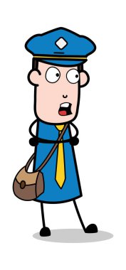 Konuşma-postacı karikatür kurye adam vektör Illustration