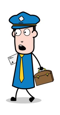 Post-postacı karikatür kurye adam vektör ıllustratio teslim