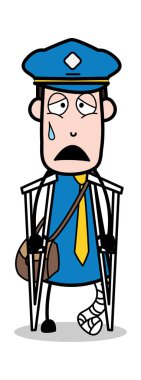 Kırık bacak-postacı karikatür kurye adam vektör Illustration