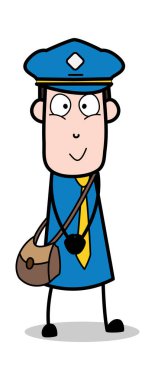 Bakan ve gülümseyen-postacı karikatür kurye adam vector ıllustr