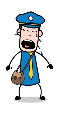 Yüksek sesle ağlamak-postacı karikatür kurye adam vektör Illustration