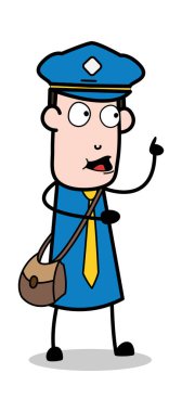 Konuşurken yukarı yukarı işaret-postacı karikatür kurye adam Vect