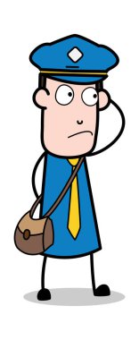 Şaşkın-postacı karikatür kurye adam vektör Illustration