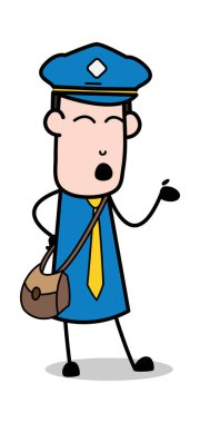 Konuşma sırasında el jest-postacı karikatür kurye adam vektör Il
