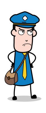 Öfkeli Mood-postacı karikatür kurye adam vektör Illustration