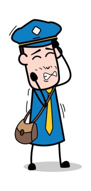 Sinirli-postacı karikatür kurye adam vektör Illustration