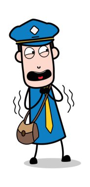 Dehşete Ifade-postacı karikatür kurye adam vektör Illust