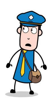 Korkmuş Ifade-postacı karikatür kurye adam vektör ıllustrat