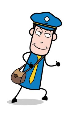 Koşu Pose-postacı karikatür kurye adam vektör Illustration