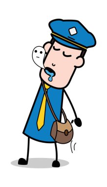 Ruh bırakarak ceset-postacı karikatür kurye adam vector Illu