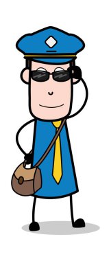 Gözlük giymek-postacı karikatür kurye adam vector ıllustra