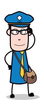 Trendy gözlük çerçeve-postacı karikatür kurye adam vektör Illust