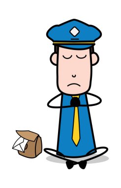 Yoga-postacı karikatür kurye adam vektör Illustration