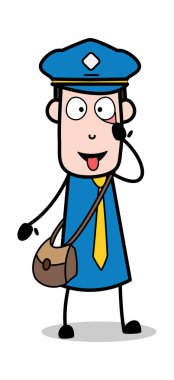 Tıbbi kontrol için göz ve dil gösterme-postacı karikatür cou