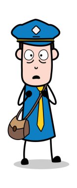 Endişeli Face-postacı karikatür kurye adam vektör Illustration