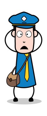 Şok yüz Ifadesi-postacı karikatür kurye adam vector Ill