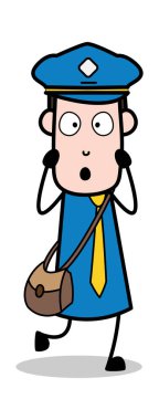 Sürpriz yüz Ifadesi-postacı karikatür kurye adam vektör ı