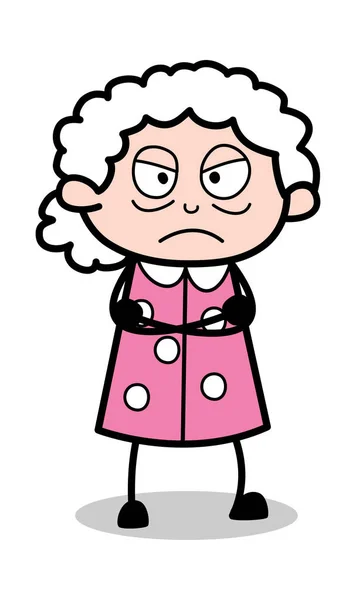 Disagree - Old Cartoon Granny Vector Illustration — Stock Vector