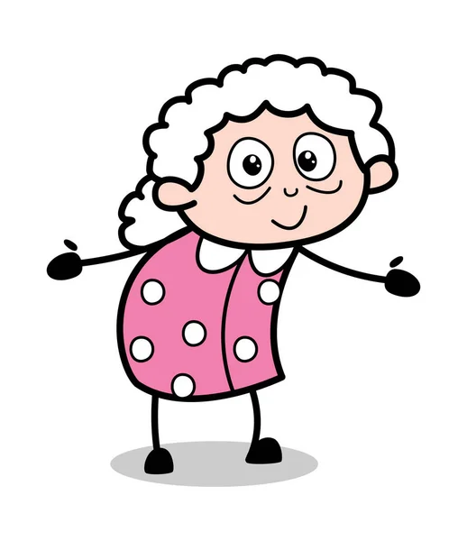 Hug Gesture - Old Cartoon Granny Vector Illustration — Stock Vector