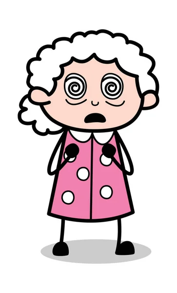 Hipnotizar - Old Cartoon Granny Vector Ilustração —  Vetores de Stock