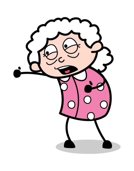 Shouting - Old Cartoon Granny Vector Illustration — Stock Vector