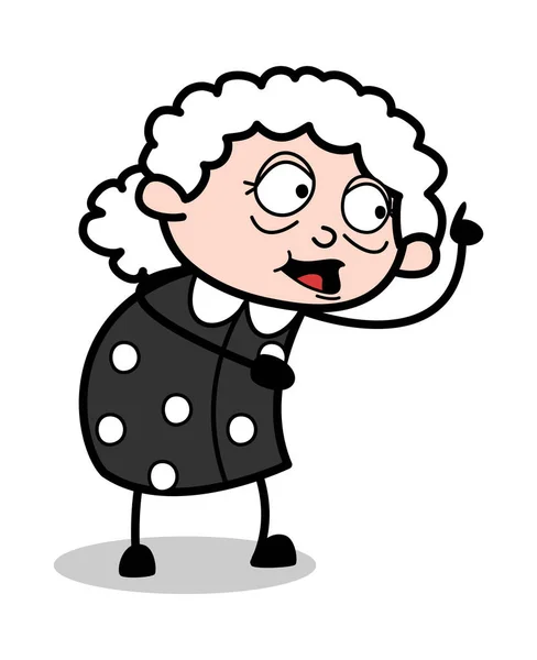 Dando Discurso - Old Cartoon Granny Vector Ilustração —  Vetores de Stock