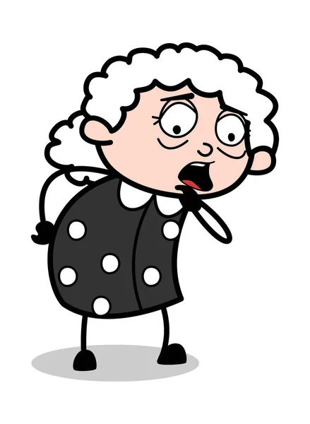 Espressione scioccato - Vecchio cartone animato Granny Vector Illustrazione — Vettoriale Stock
