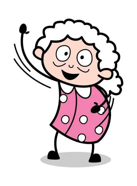 Danse avec joie - Vieille bande dessinée Granny Vector Illustration — Image vectorielle