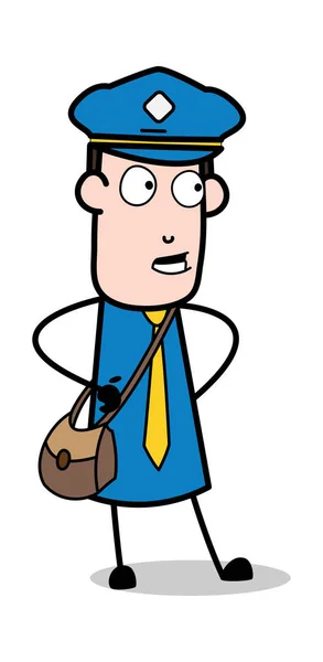 Wondering while Talking - Postman Cartoon Courier Guy Vector Ill — стоковый вектор