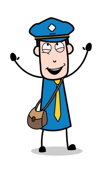 Удовольствие - Postman Cartoon Courier Guy Vector Illustration — стоковый вектор