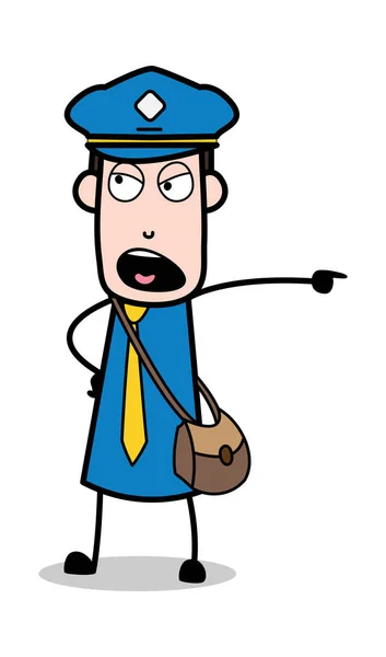 Schreeuwen en uitbrander-postman cartoon courier Guy vector Illus — Stockvector