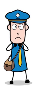 Korku ile seyretmek-postacı karikatür kurye adam vector ıllustra