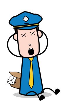 Baş dönmesi-postacı karikatür kurye adam vektör Illustration