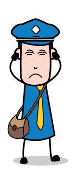 Sinir bozucu-postacı karikatür kurye adam vektör Illustration