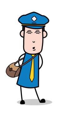 Geri ağrı Feeling-postacı karikatür kurye adam vektör Illust