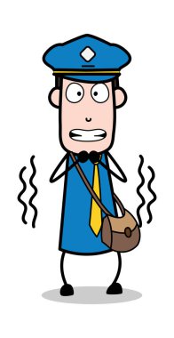 Titriyor-postacı karikatür kurye adam vektör Illustration