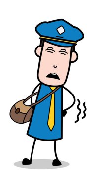Backache çığlık-postacı karikatür kurye adam vector Illus